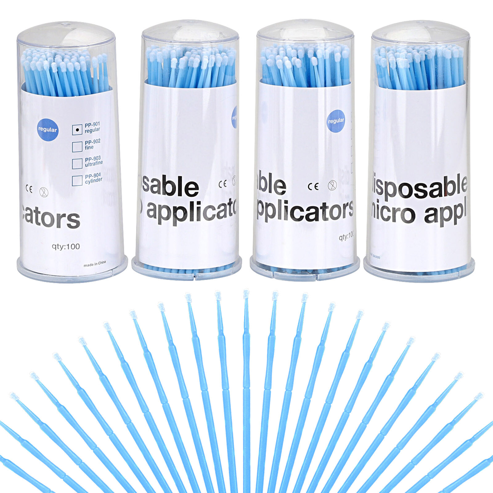 400Pcs  Micro Brush Cleaning Sticks 2.5 mm Disposable Dental Oral Brushes Blue