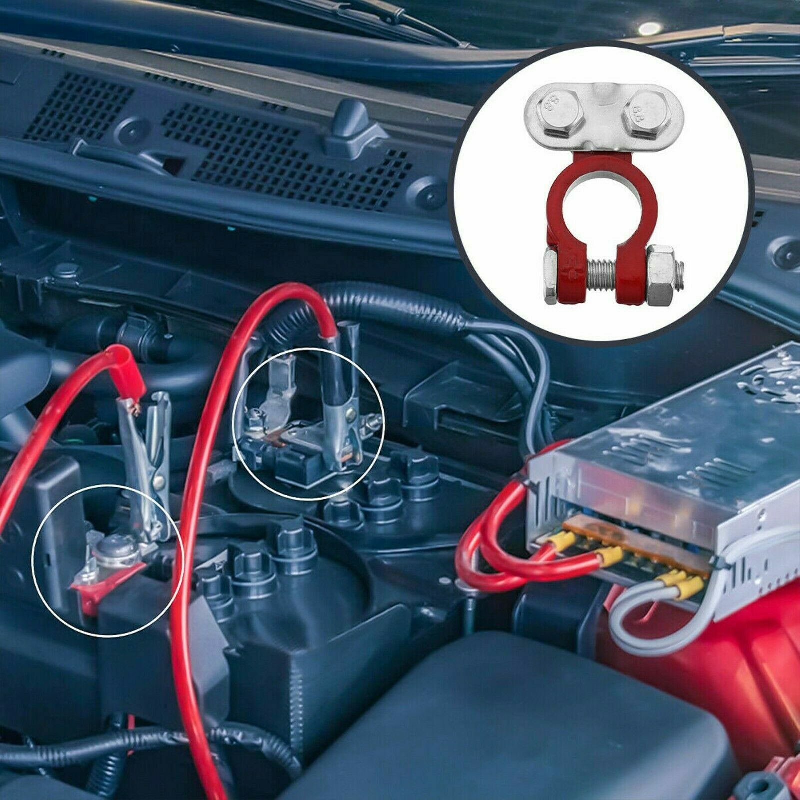 Car Battery Terminal Clamp Connectors Positive Negative Release Disconnect 2PCS