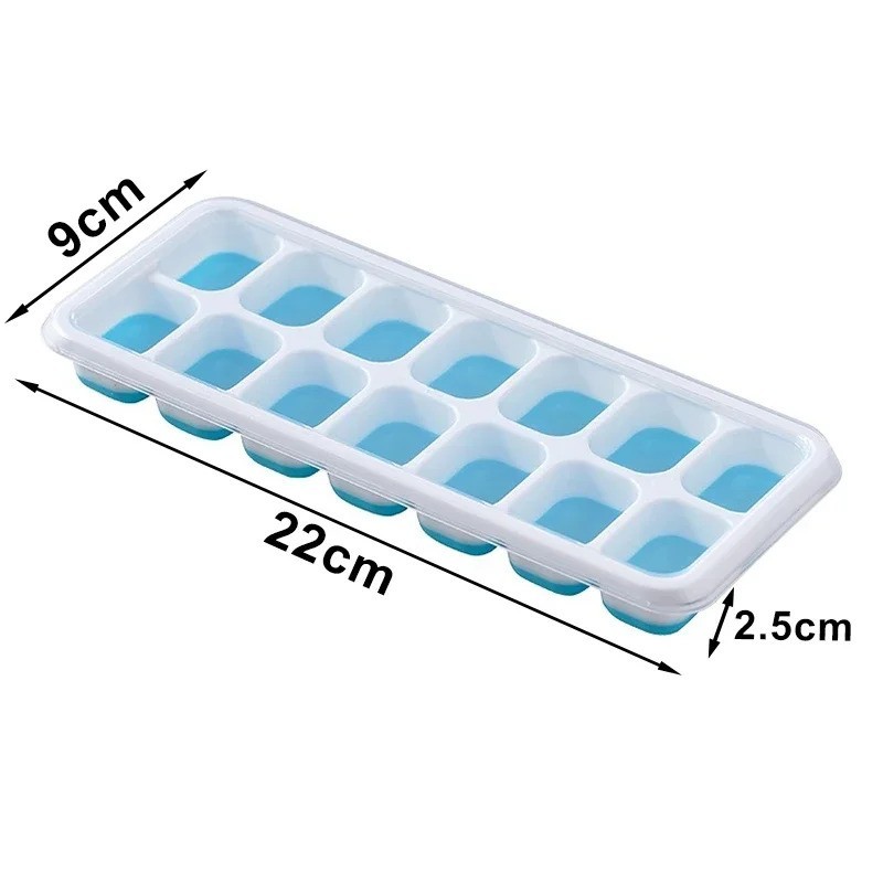 Ice Cube Tray 4 pack 14 Grid with Lid Easy Release Stackable Mold Kitchen Bar