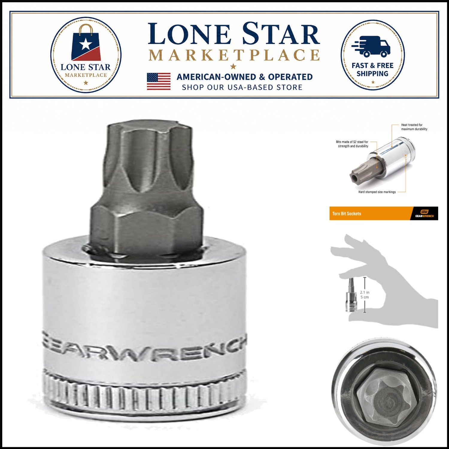3/8" Drive Torx Bit Socket T40 - Durable Alloy Steel, Polished Finish