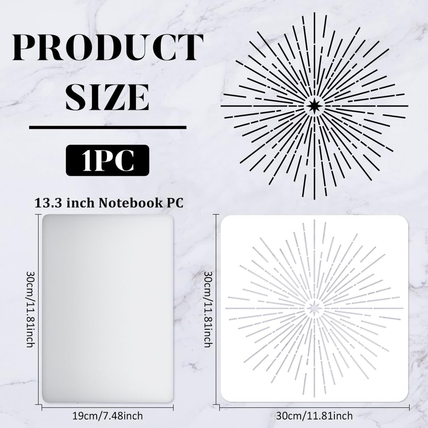 FINGERINSPIRE Starburst Stencils 11.8x11.8 inch Shining Stars Painting Stenci...