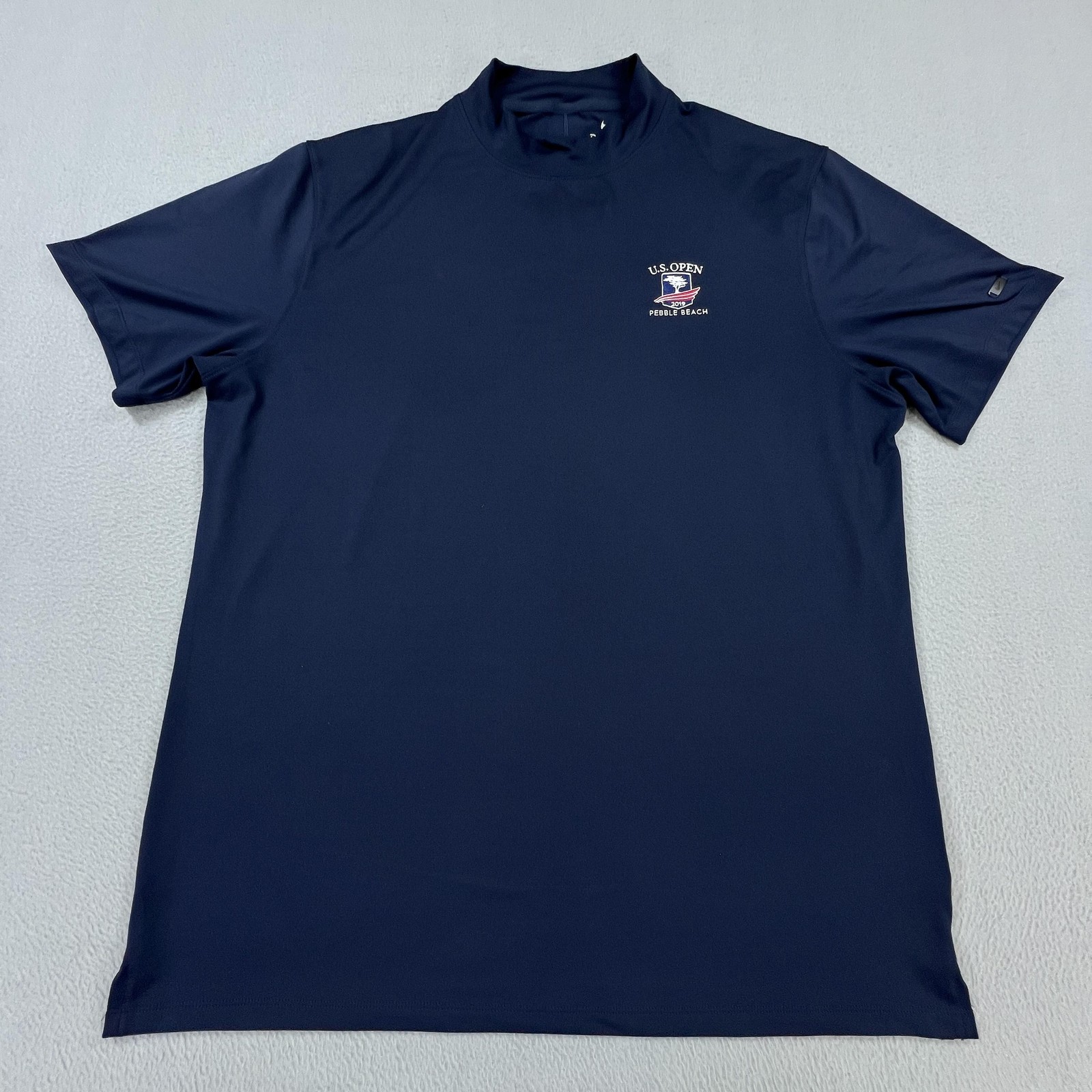 U.S. Open Pebble Beach Golf Shirt Mens Large Tiger Woods Blue Nike Dri Fit 2019