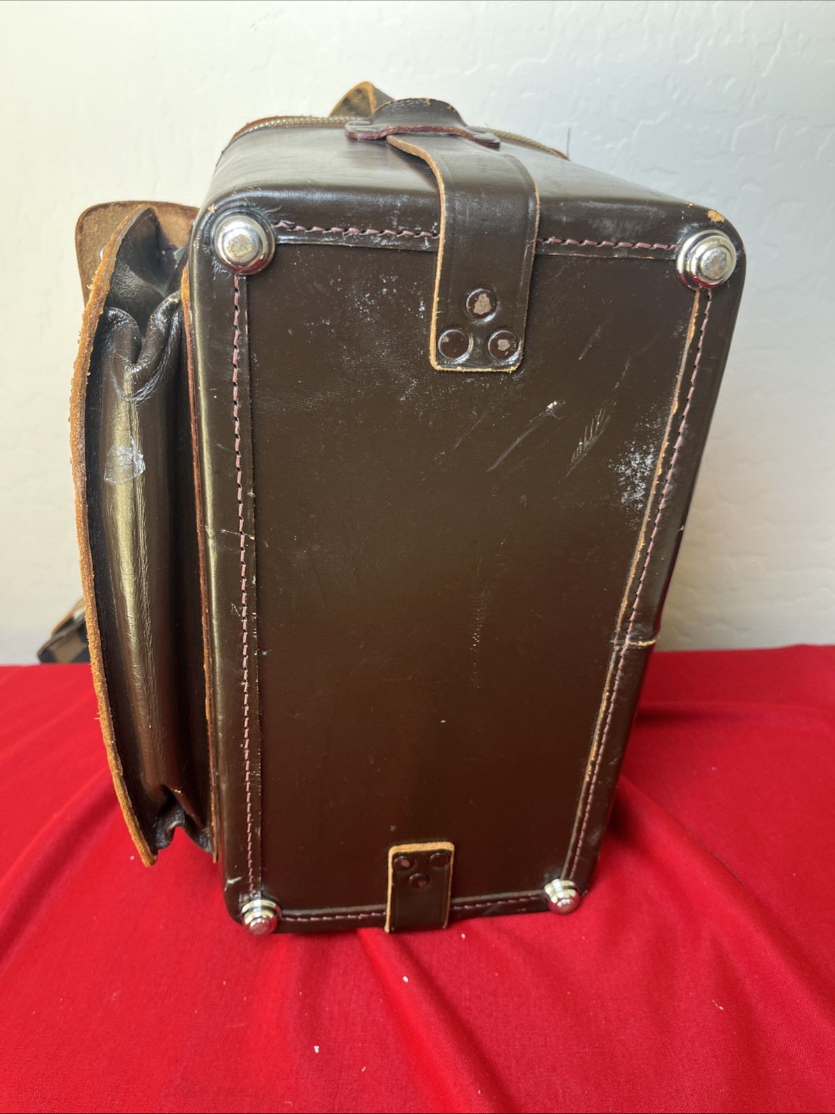 Vintage Nikon hard leather camera bag
