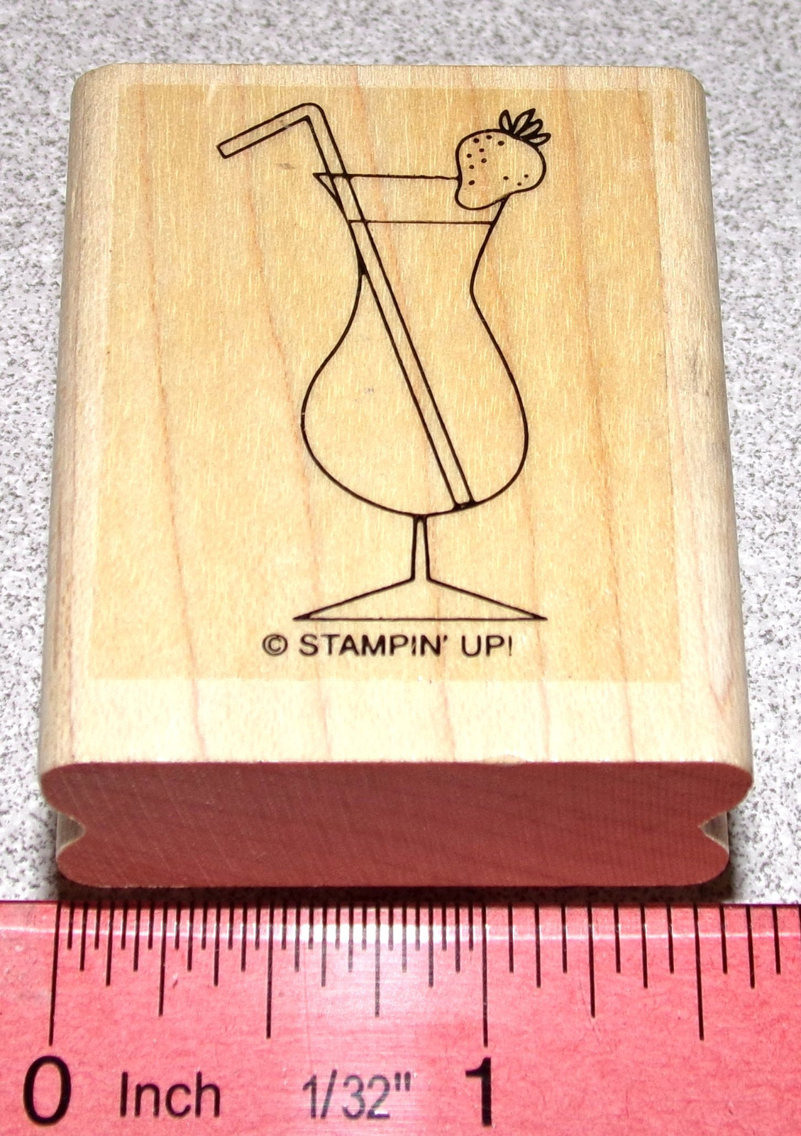 Strawberry Daiquiri Rubber Stamp Hurricane Glass Straw Stampin Up Cheers to You