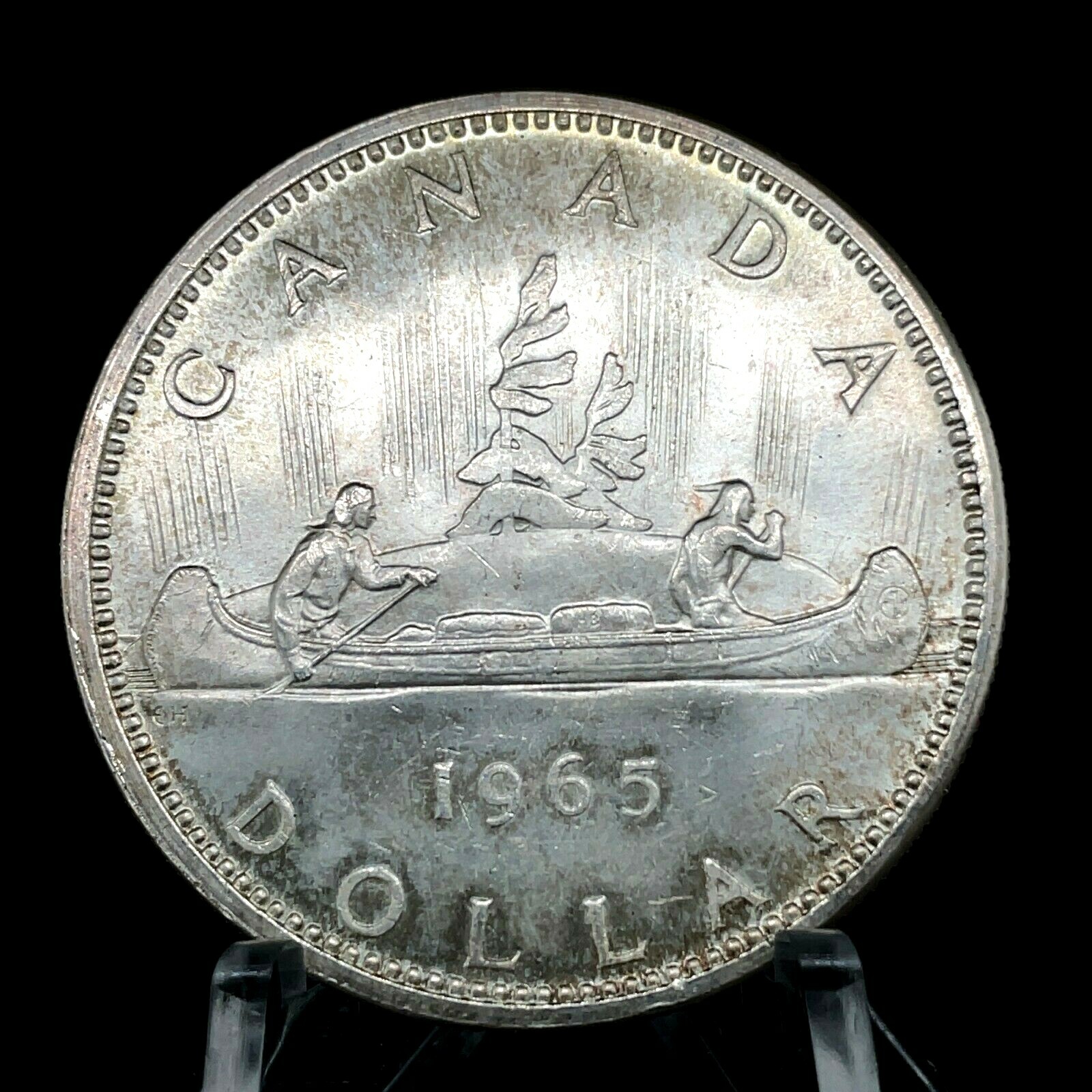 1965 PL Unc. $1 Canada Dollar .800 Silver Type 2 Small Beads Blunt 5.