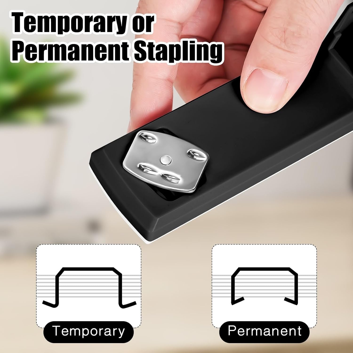 Stapler with 1000 Staples, Office Stapler, 25 Sheet Capacity, Non-Slip, Black
