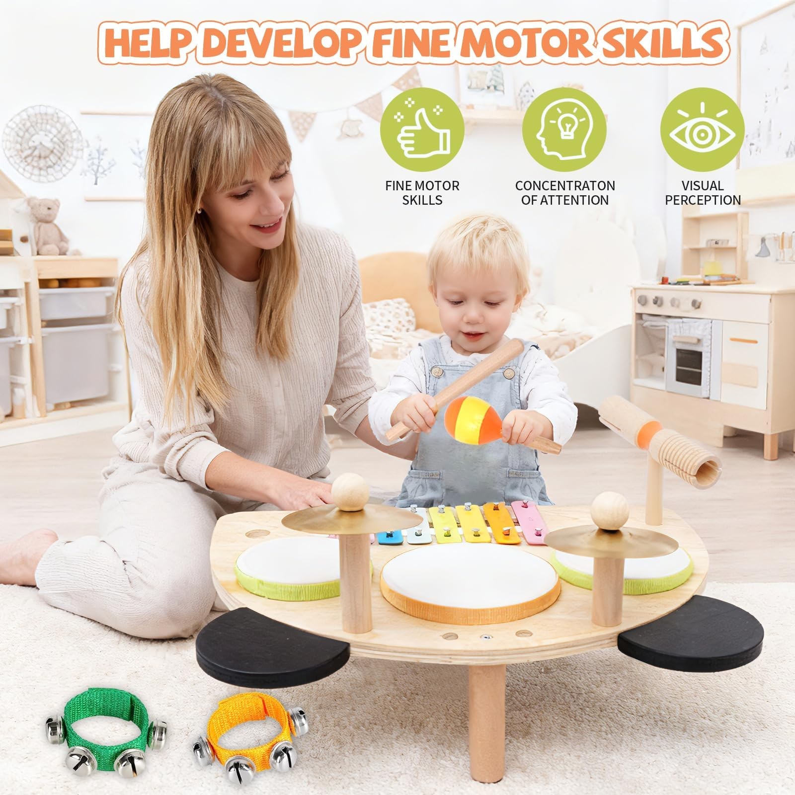 Montessori Musical Instruments for Toddlers Wooden Baby Musical Activity