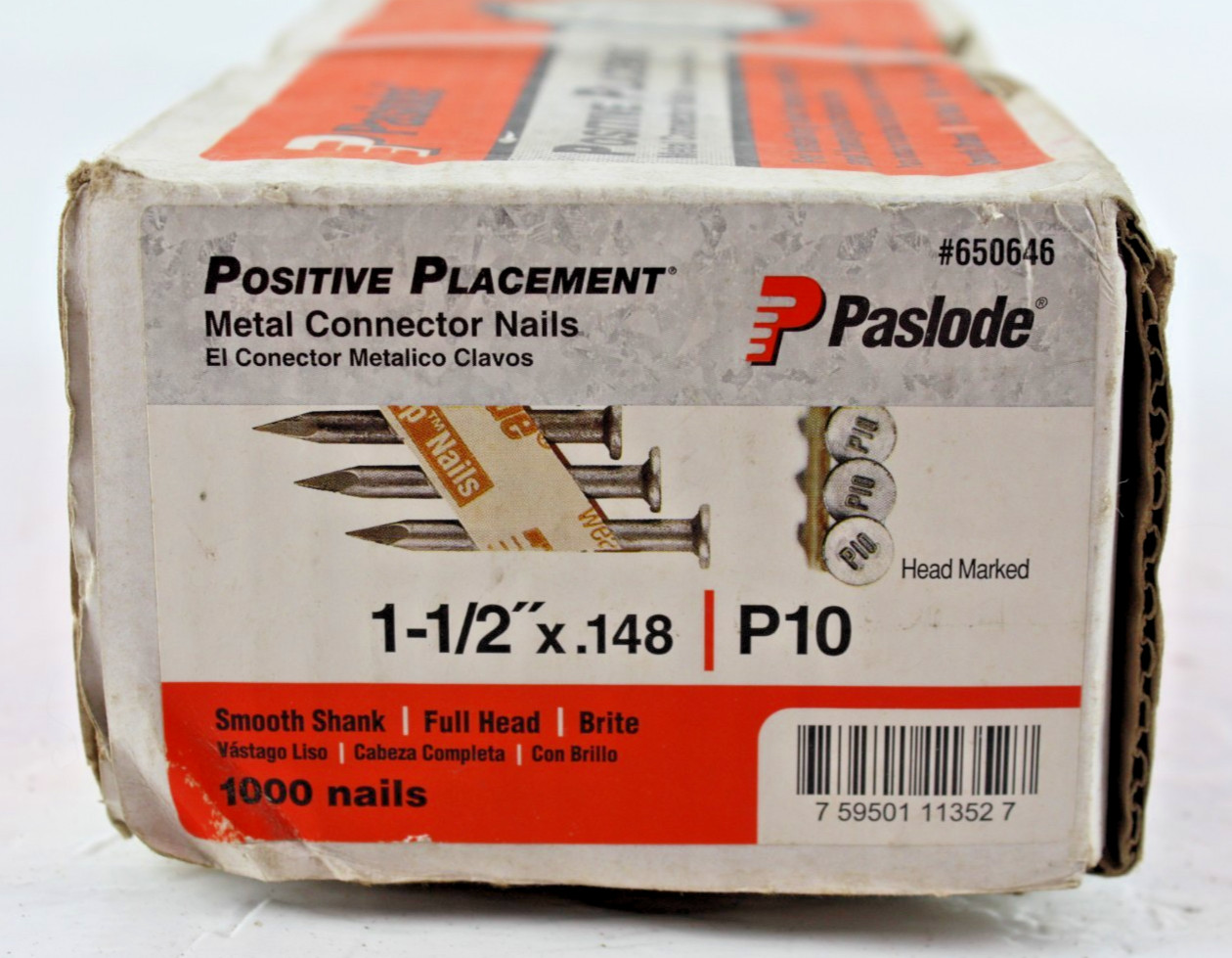 (QTY 1000) Paslode 650646 Positive Placement Nail 1-1/2 x 148 P10 Smooth Shank