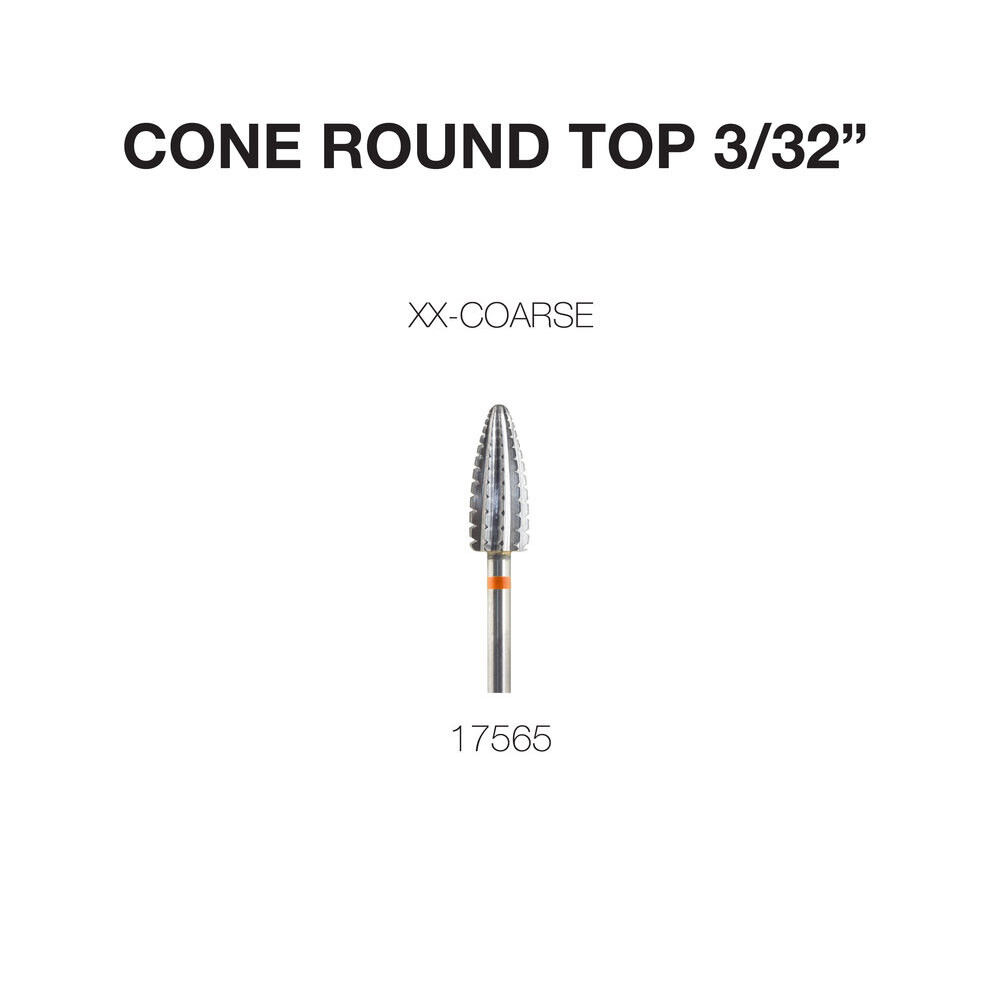 Cre8tion Carbide Nail Drill Bit 3/32'' Shank | 17565 - Cone Round Top - XX-Coars