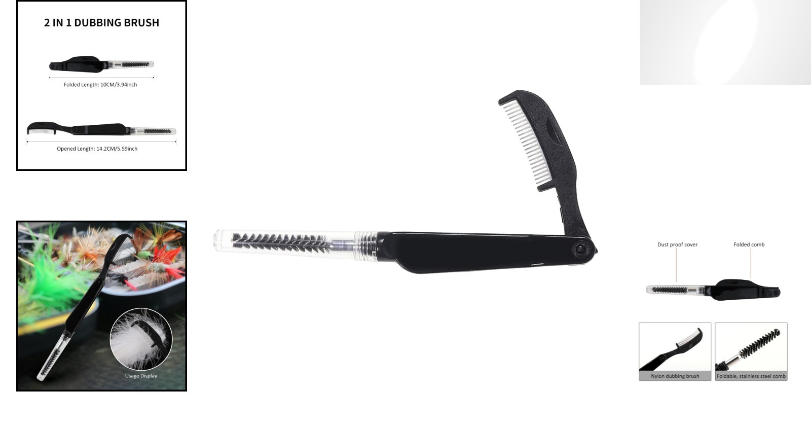 Foldable Fly Tying Tool with Nylon Brush & Steel Comb - Portable Lure Maker