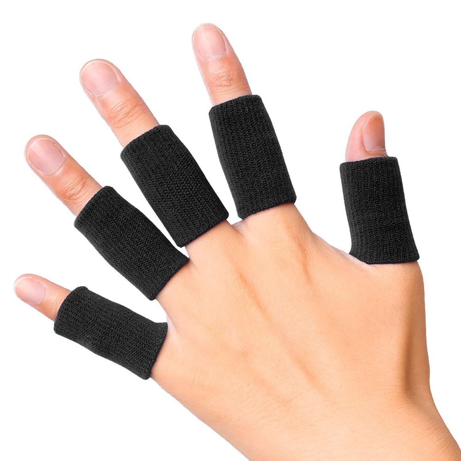 JBM Finger Sleeves 5Pack Sport Finger Brace Protector Compression Sleeve for ...