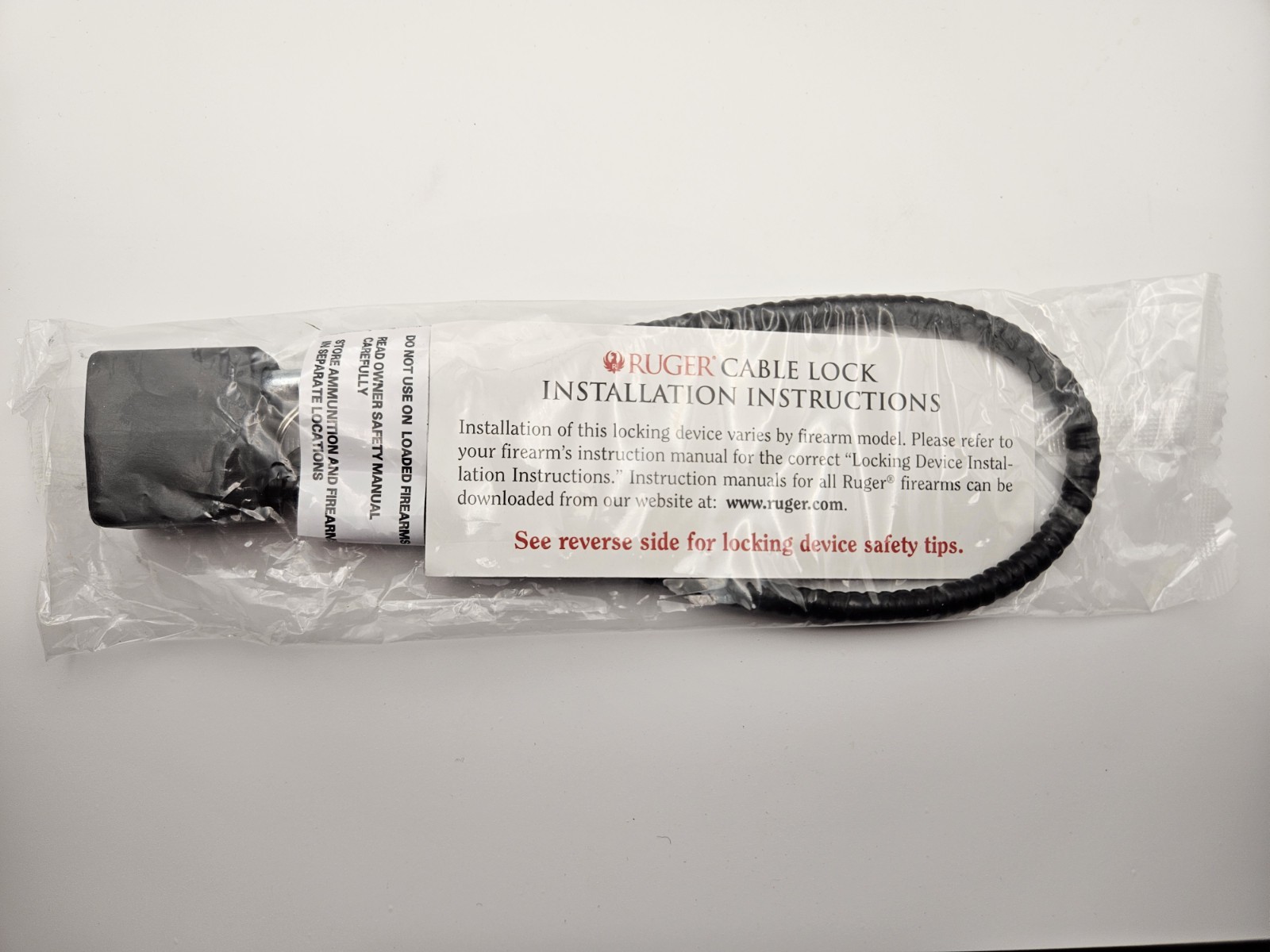 Ruger 30mm Cable Lock With 2 Keys Black Sealed 6" R15LC1