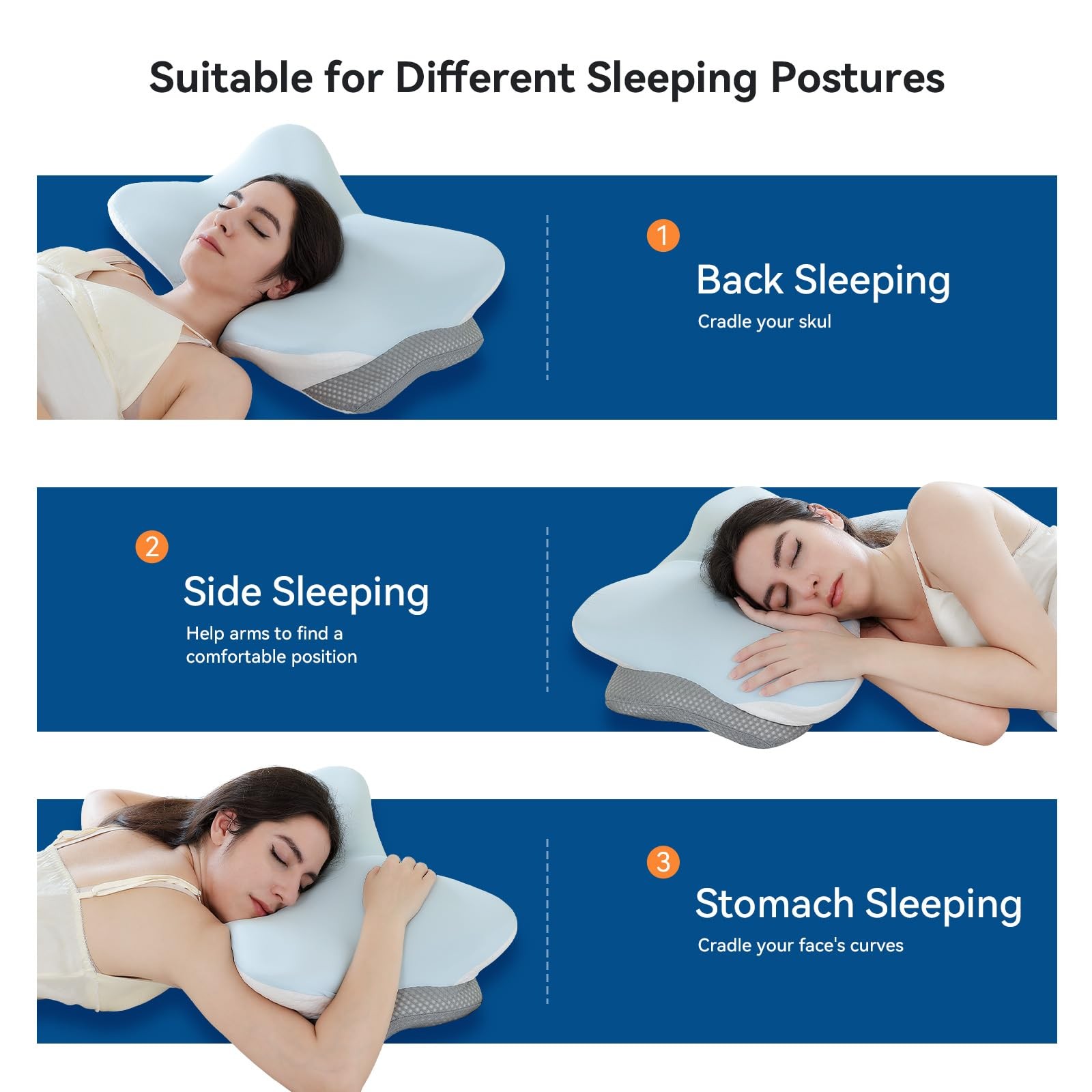 Memory Foam Cervical Neck Pillow, Ergonomic Contour Bed Pillow