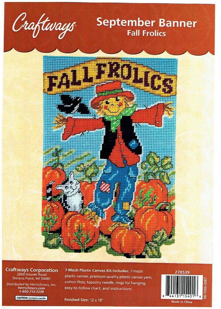 SEPTEMBER BANNER  WALL HANGING   plastic canvas  PATTERN (#TF0582)