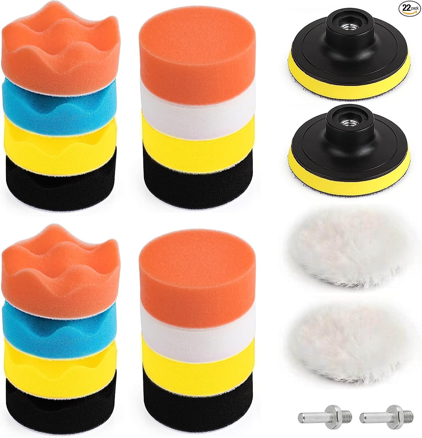 22 Pcs Polishing Pads Kit, 3 Inch Sponge Buffing Pads, Bu Style: 3 Inch 22 Pcs