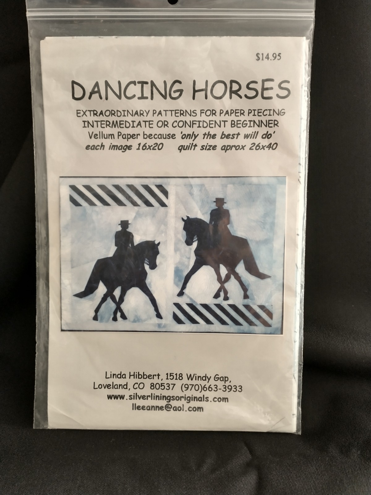 Dancing Horses Quilt Pattern Print Paper Piecing Images 16"x20" Quilt Sz 26"x40"