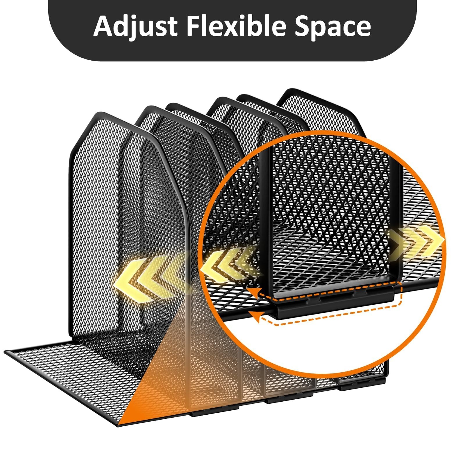 Desk File Organizer, Adjustable 5 Sections Upright Desktop Organizer File Sor...
