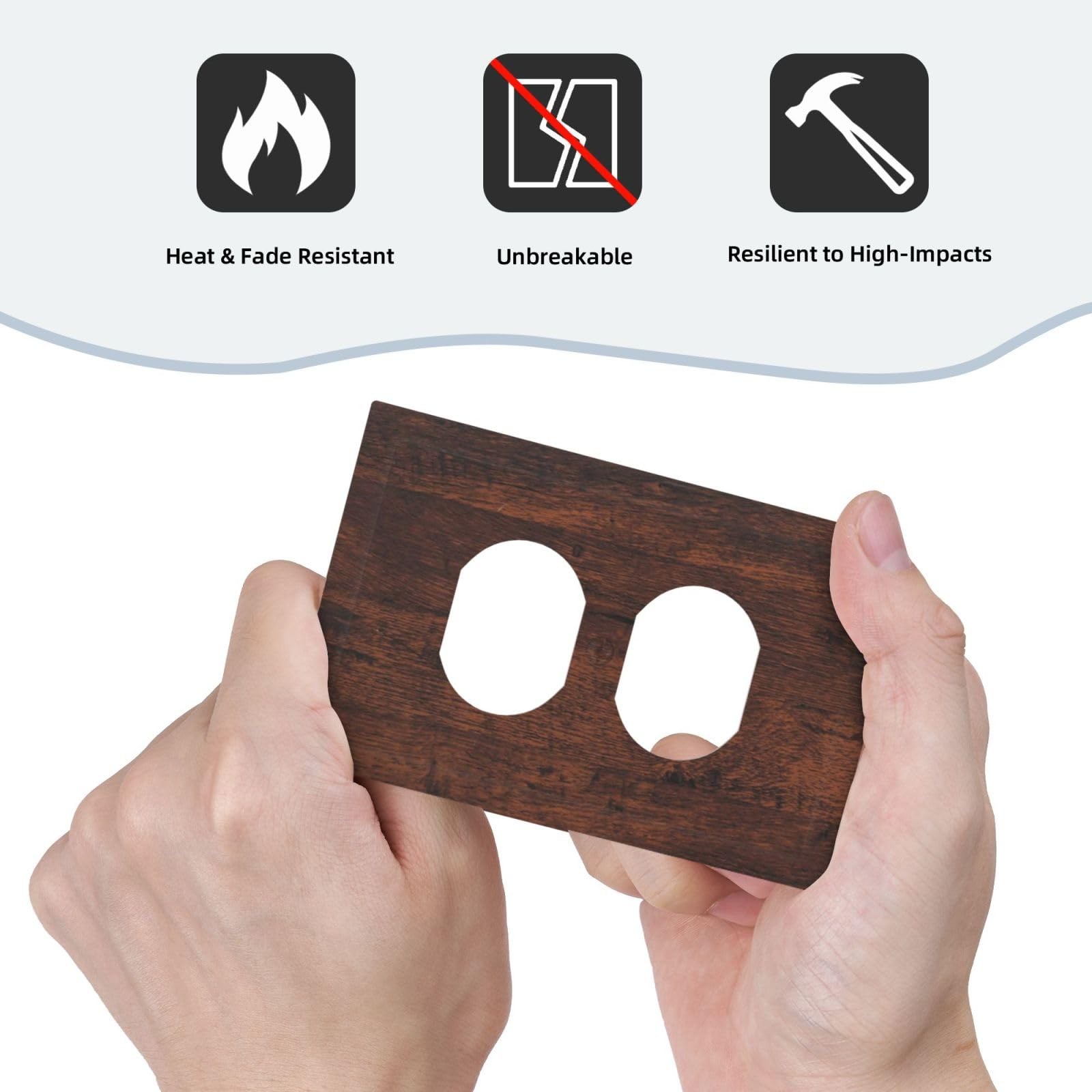 Wmhusu Switch Plate Brown Red Rustic Wood Grain 2 Pack