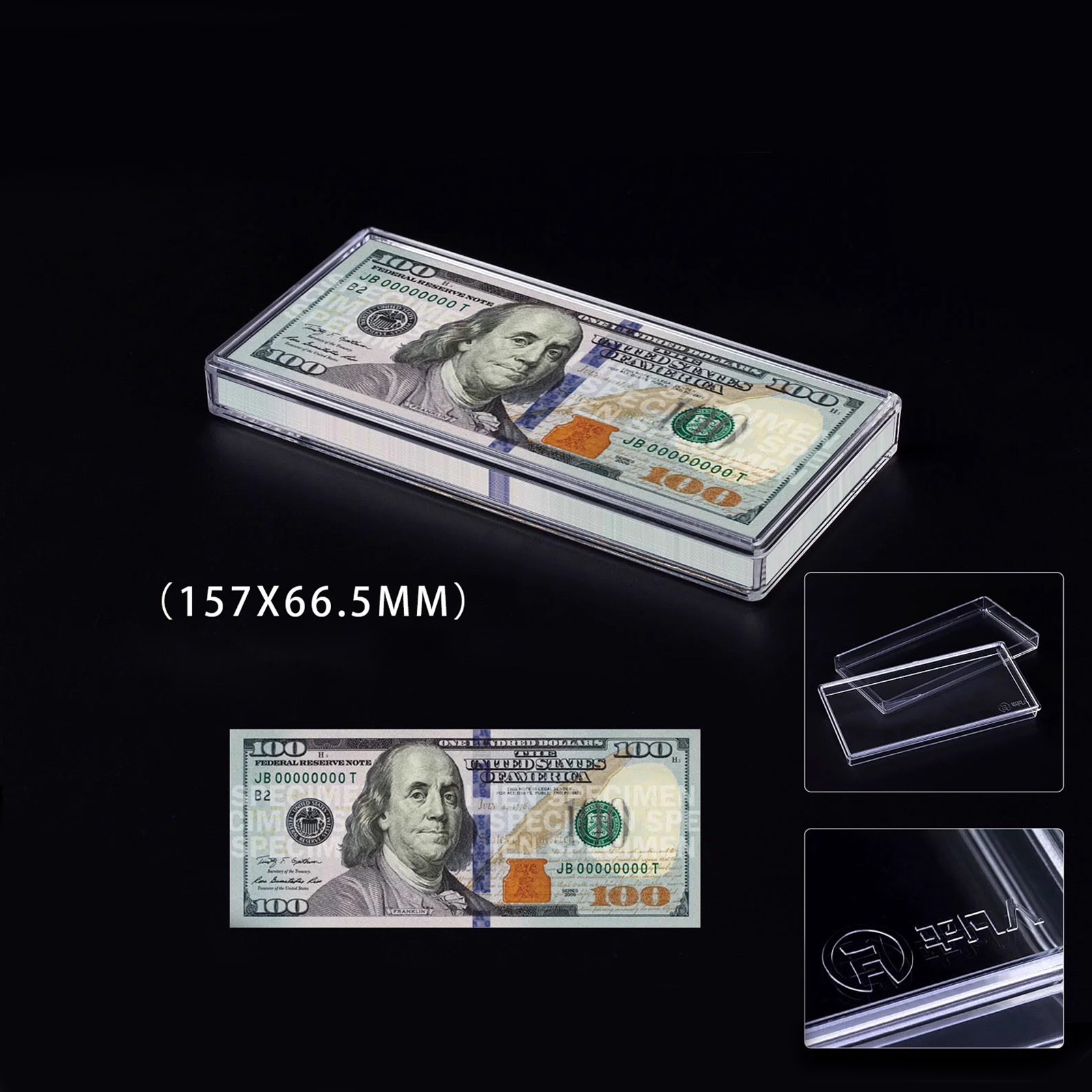Acrylic Box Bundle US Dollar Banknote Currency Bills Display Storage Case Holder