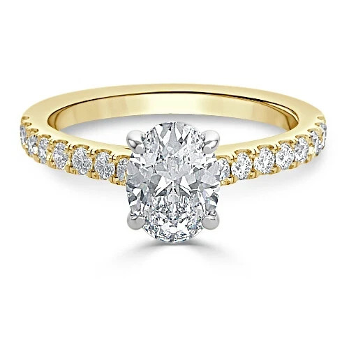 Lab-Created 1.60 Ct Oval Cut VVS1 Diamond Engagement Ring 14K Yellow Gold FN