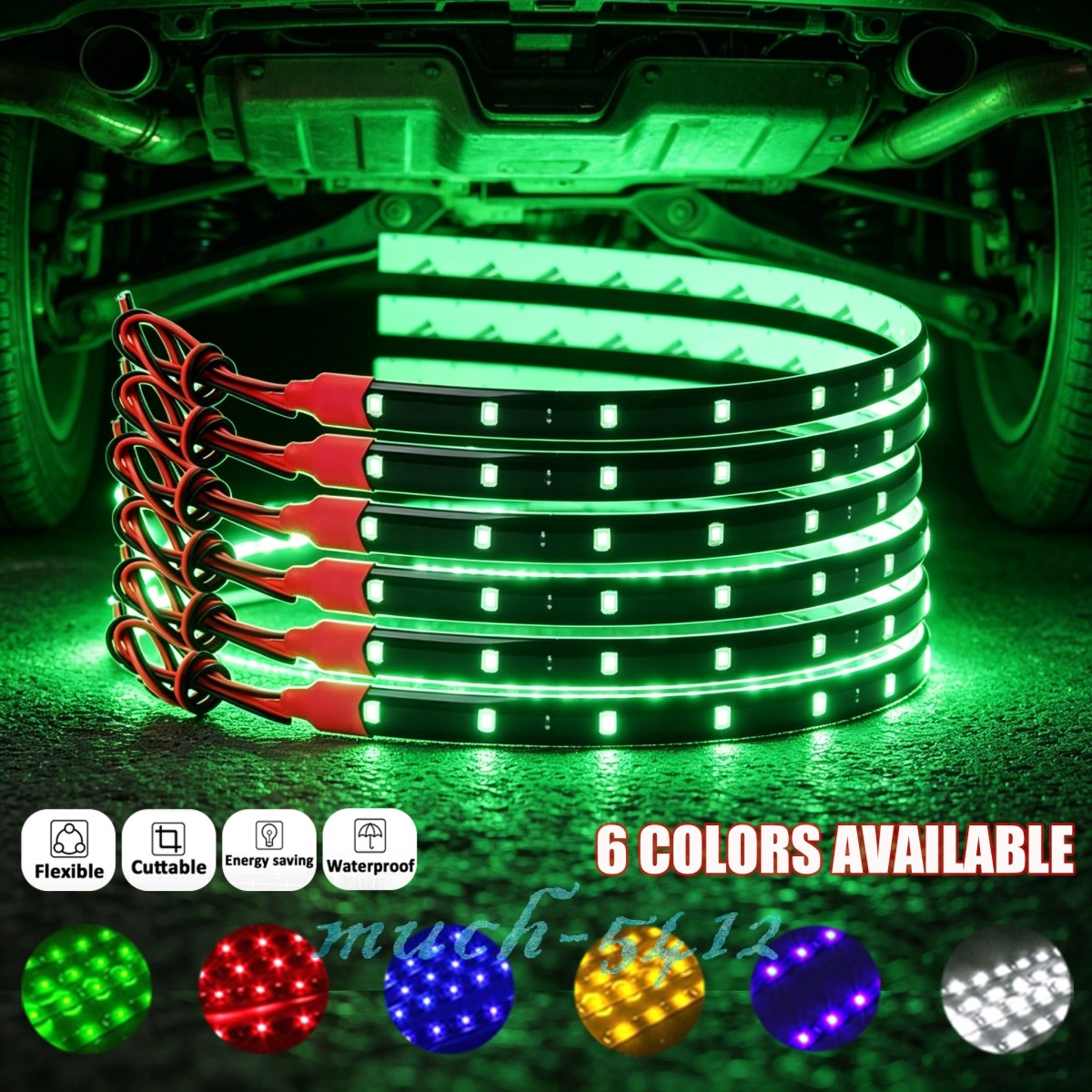 6 PCS 12V 12" 1FT 15SMD Flexible LED Strip Light Waterproof For Car Truck Boat
