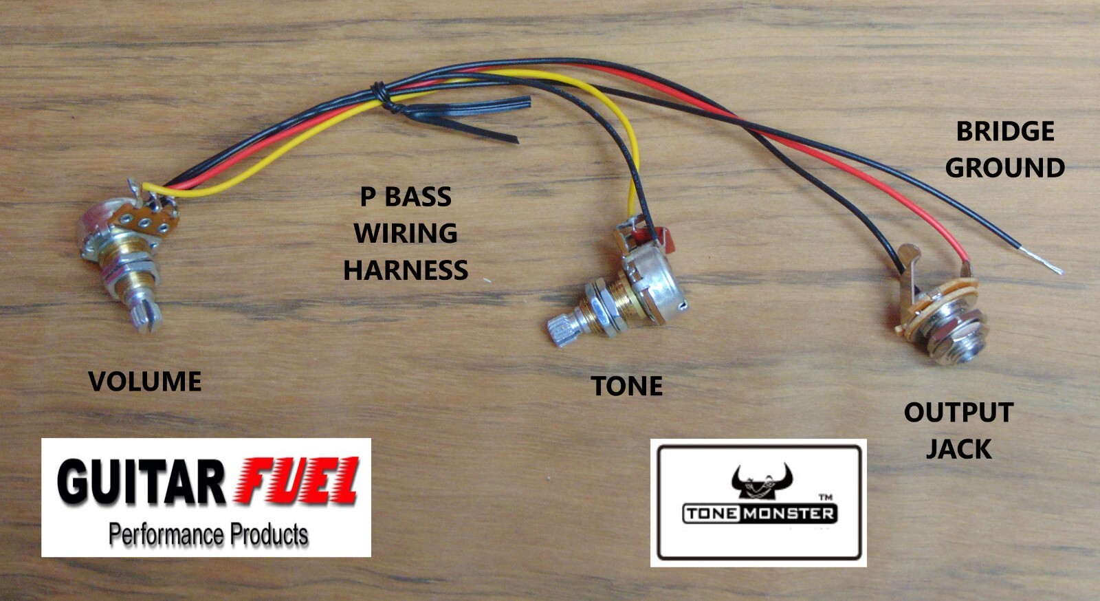 GUITAR FUEL P Precision Bass Wiring Harness 500K Volume Tone Output Jack