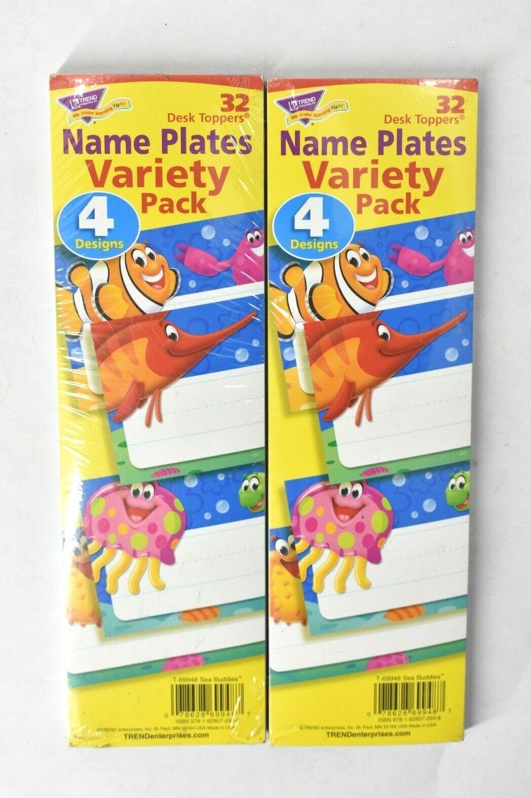 Lot Of 2 Trend Enterprises Sea Buddies Desk Topper Name Plates Set of 32
