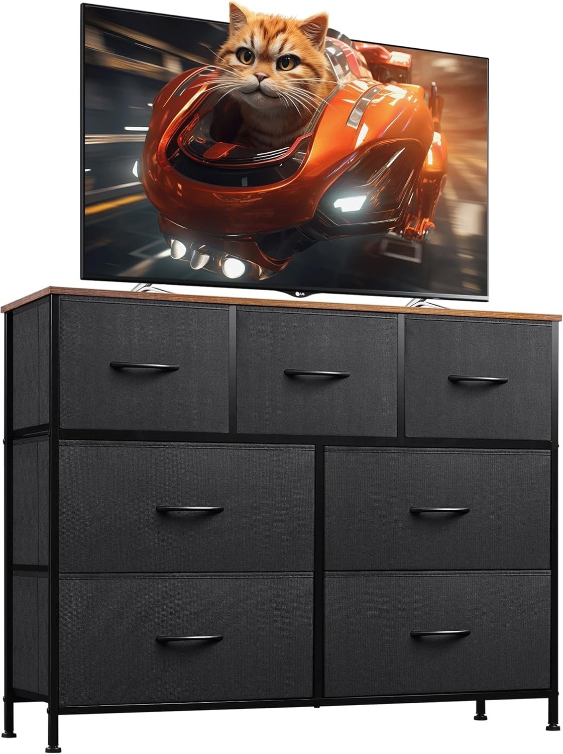 Dresser TV Stand 7 Drawer 45 Black Rustic Brown ASNG045DHS WLIVE Entertainment