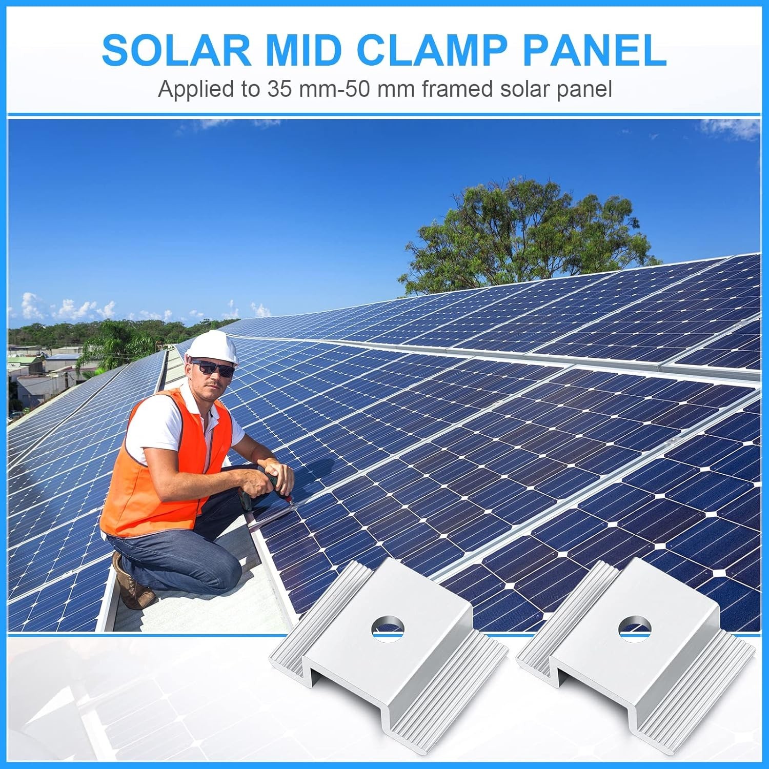12 Pack Solar Panel Mid Clamps 1.06 Inch Solar Panel Bracket Aluminium Mounting