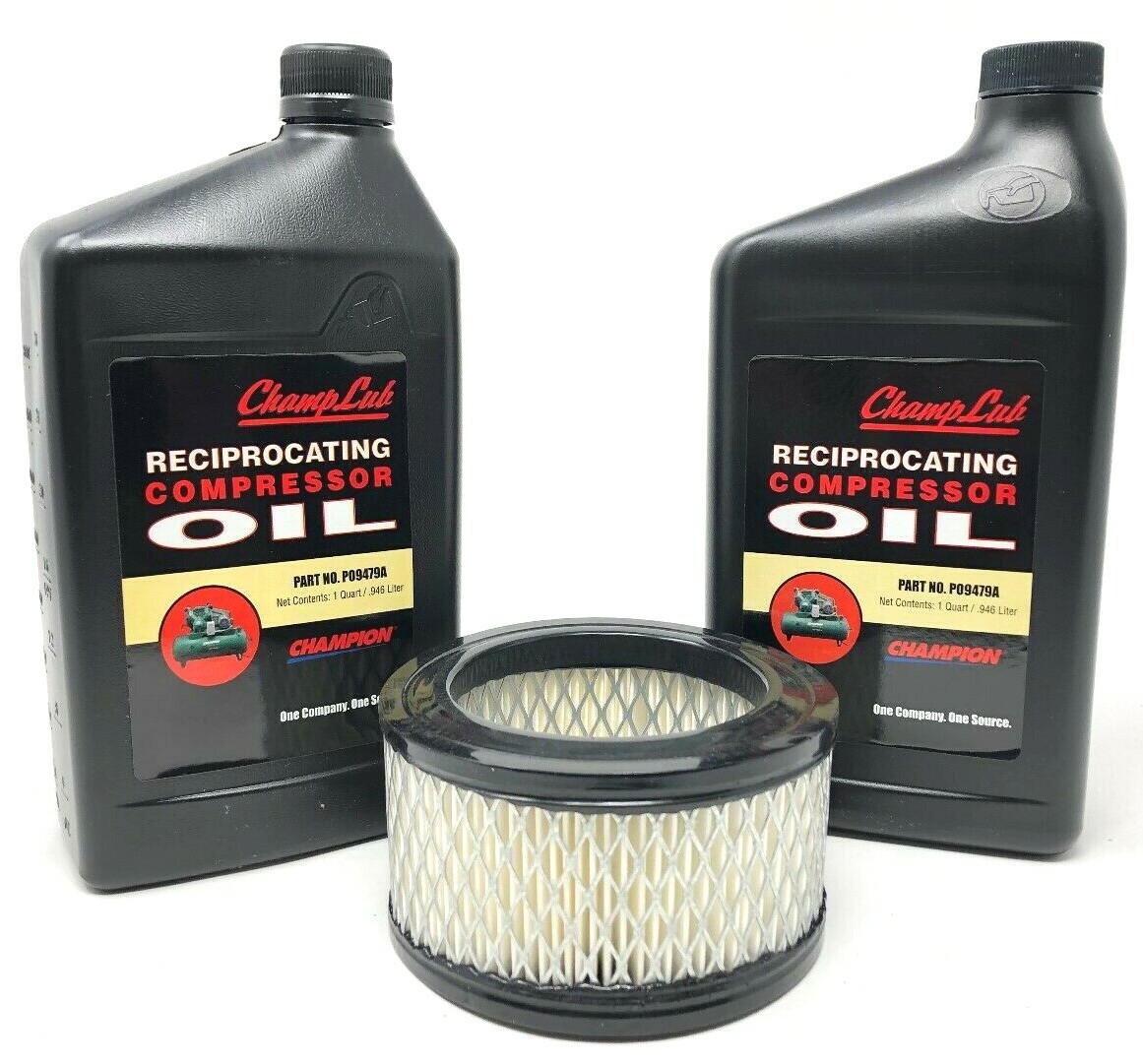 CHAMPION 2 EA QUART OF RECIPROCATING AIR COMPRESSOR LUBRICANT OIL & 1 AIR FILTER