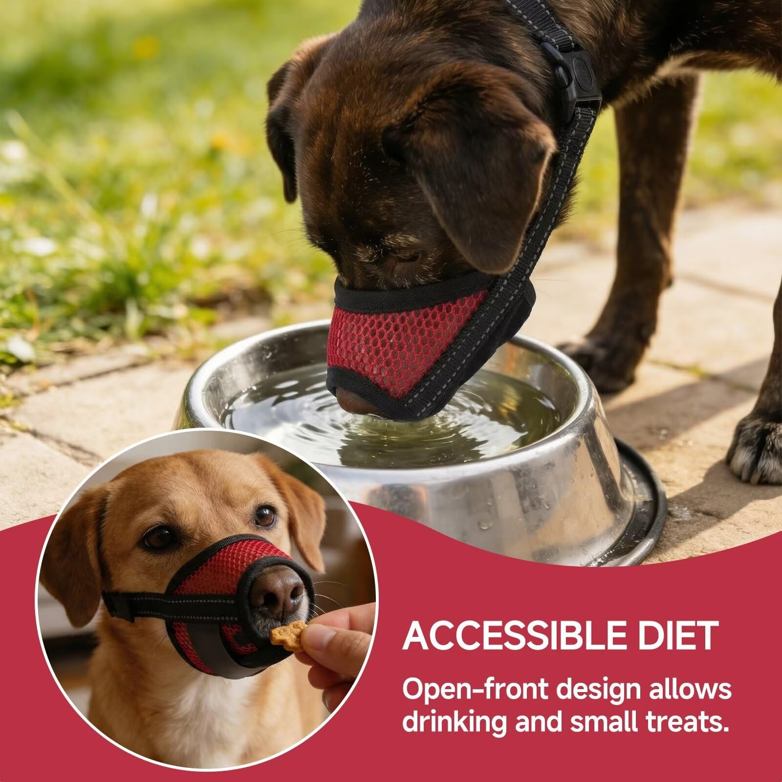 Dog Muzzle,2 Pack Soft Mesh Muzzle for Small Medium Large Dogs for Scavenging...