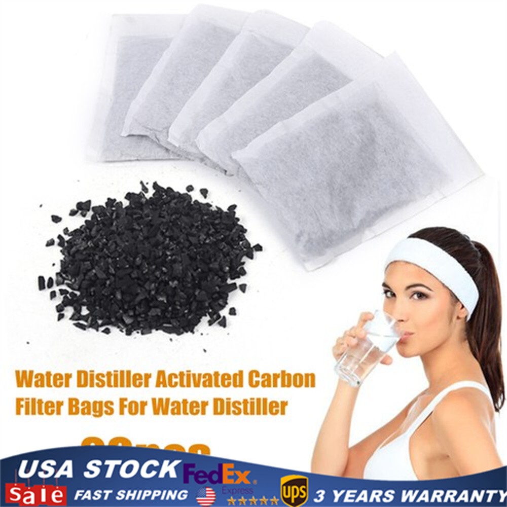 20 Pack Home Activated Charcoal Carbon Filter Bags For Water Distiller Purifier