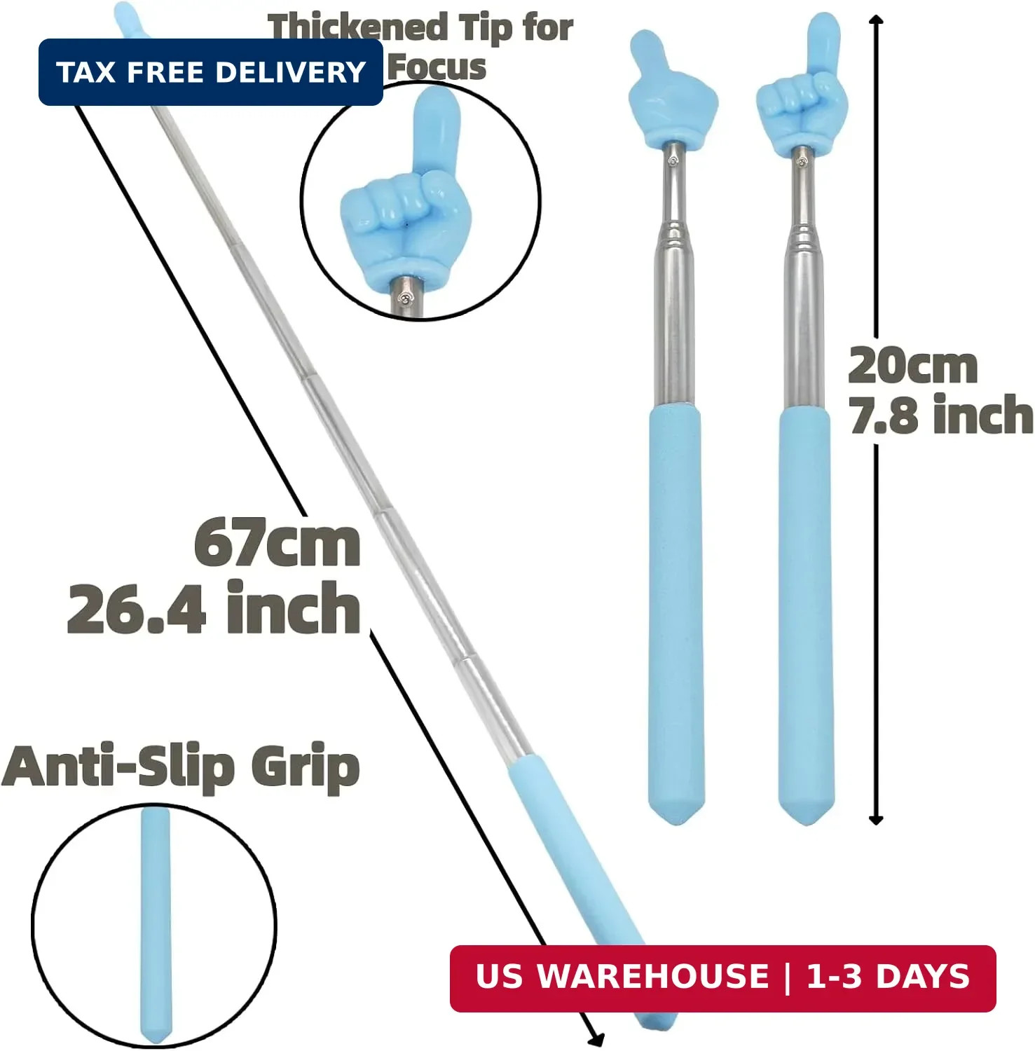 4 PCS Telescopic Pointer Stick - Retractable Teacher Pointer for Classroom, Exte