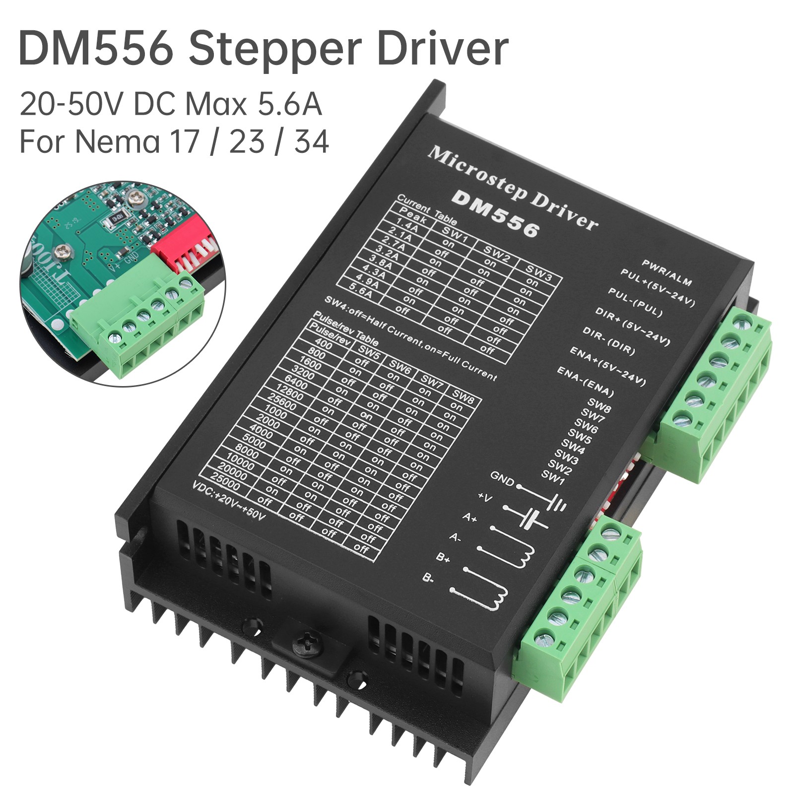 DM556 Digital Stepper Motor Driver 20-50V DC Max 5.6A fit for Nema 17 23 34