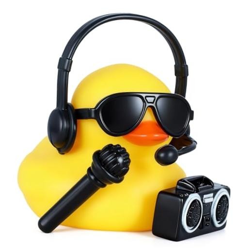 Rubber Duck Car Dashboard Decorations with Black Yellow with Microphone