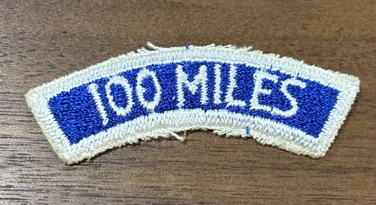 100 Miles Shoulder Tab Patch Blue & White Vintage