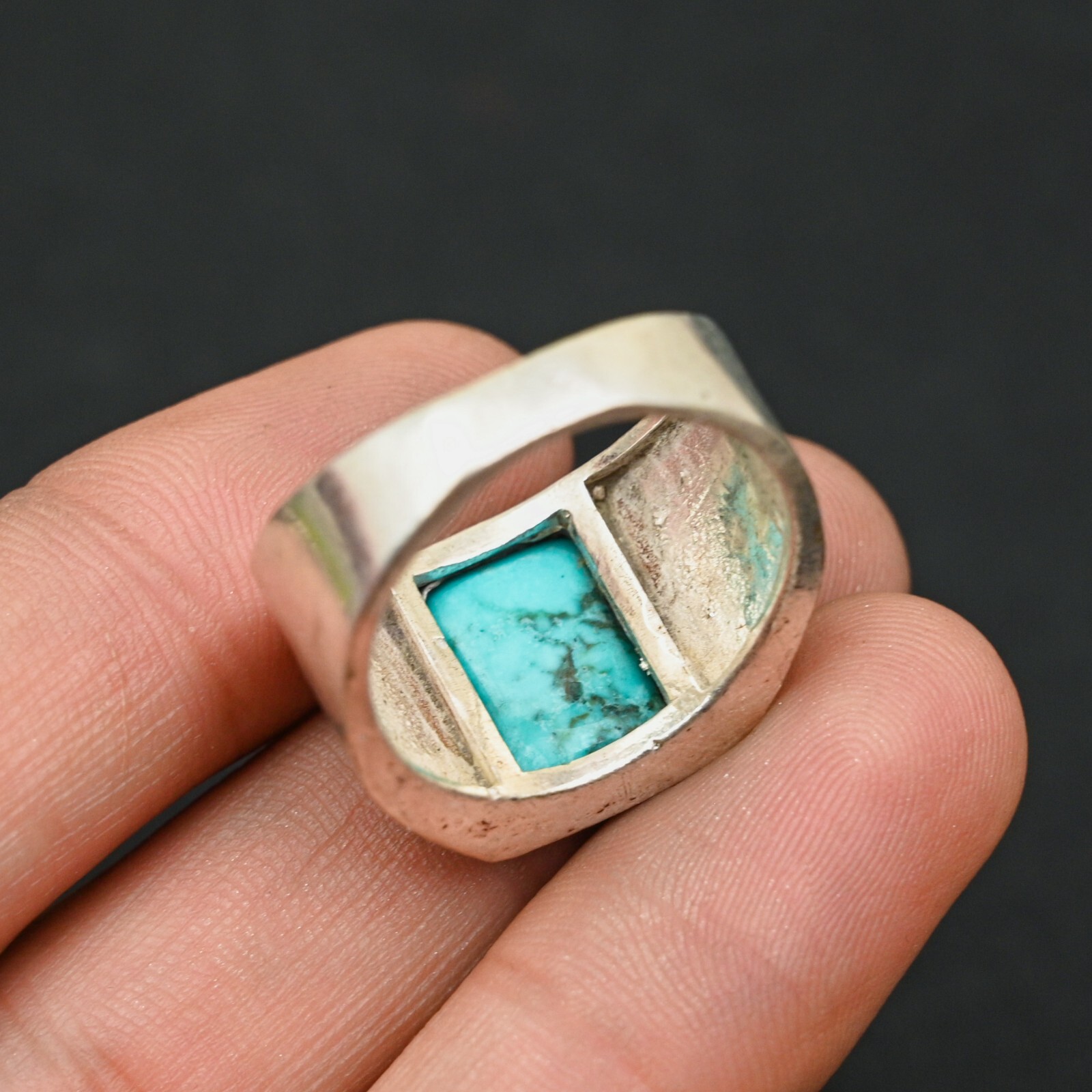 Turquoise Men's Ring 925 Sterling Silver Handmade-Statement Ring All Size-BJ39