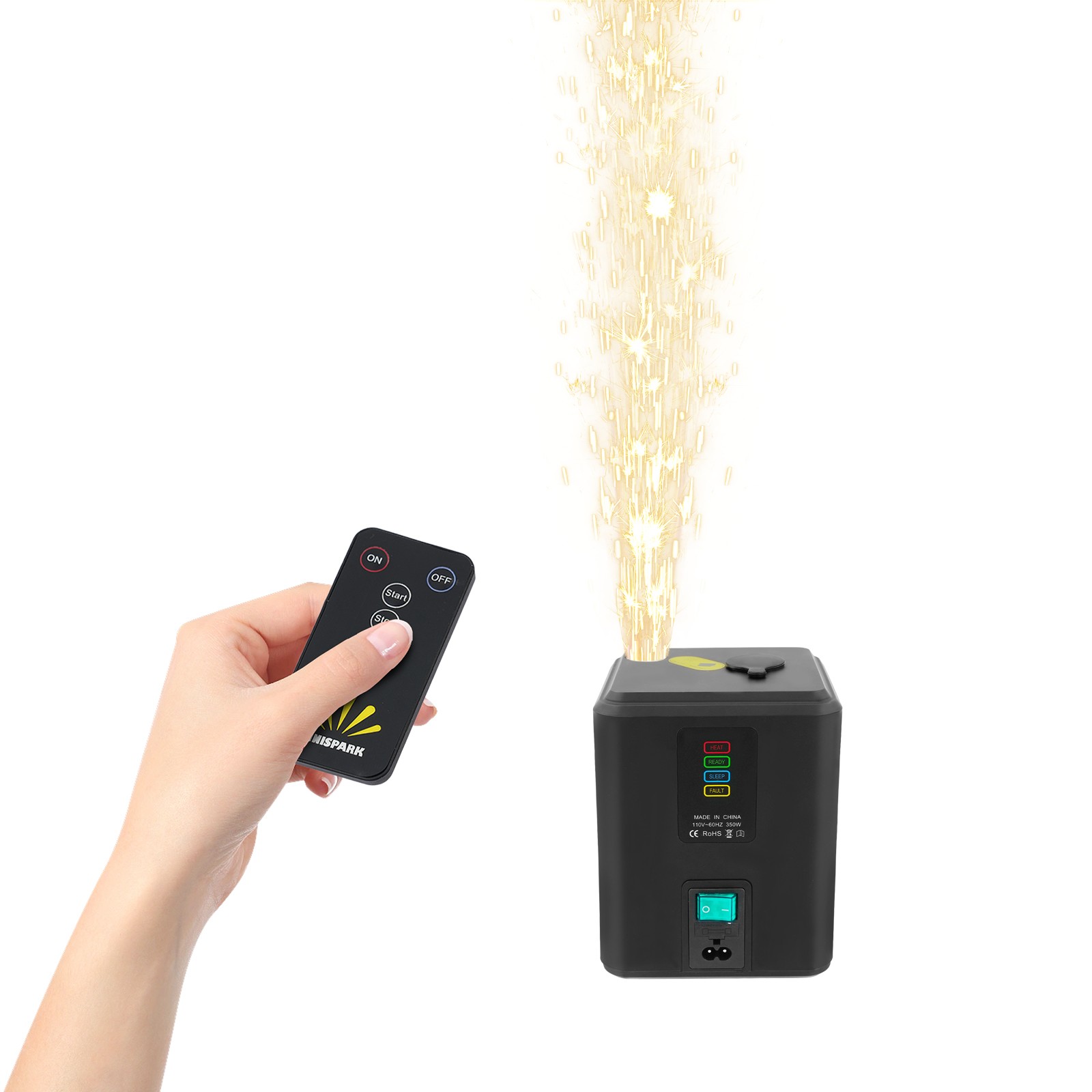 Black Electronic Stage Effect Light Device w/Remote,350W Mini Cold Spark Machine