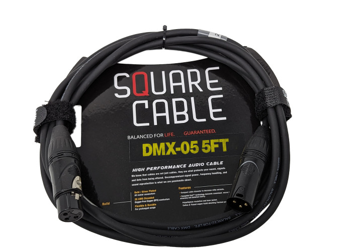 SquareCable DMX-05 | 5ft DMX Cable (3-Pin)