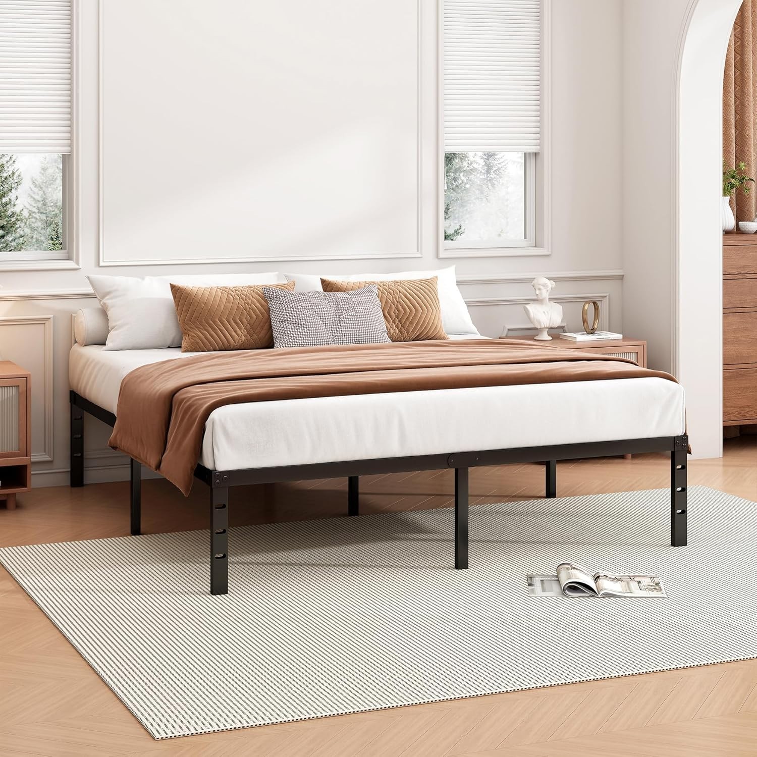 NEW 14 Inch King Bed Frame Sturdy Metal Platform King Size No Box Spring Heavy