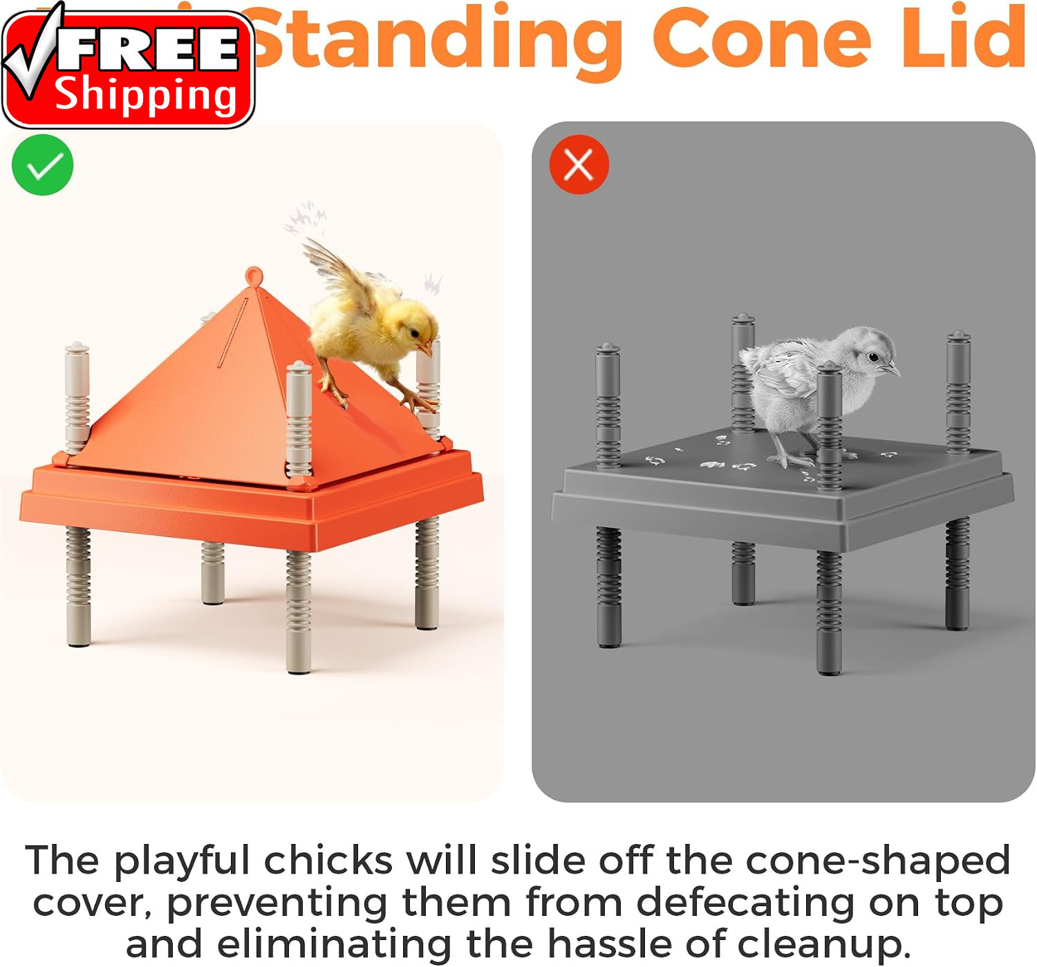Chick Brooder Heating Plate 10" X 10" with Anti-Roosting Cone, Stepless Adjustab