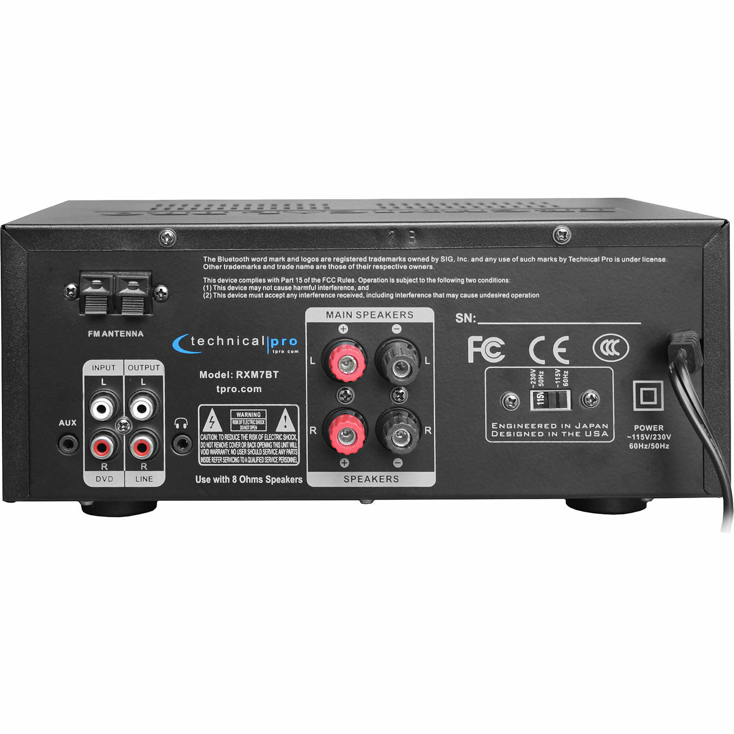 Technical Pro RXM7BT Bluetooth Stereo Audio Receiver FM,USB/SD