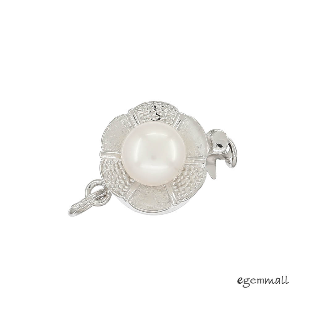 Genuine Pearl In Sterling Silver 1-Strand Pearl Box Clasp #99240