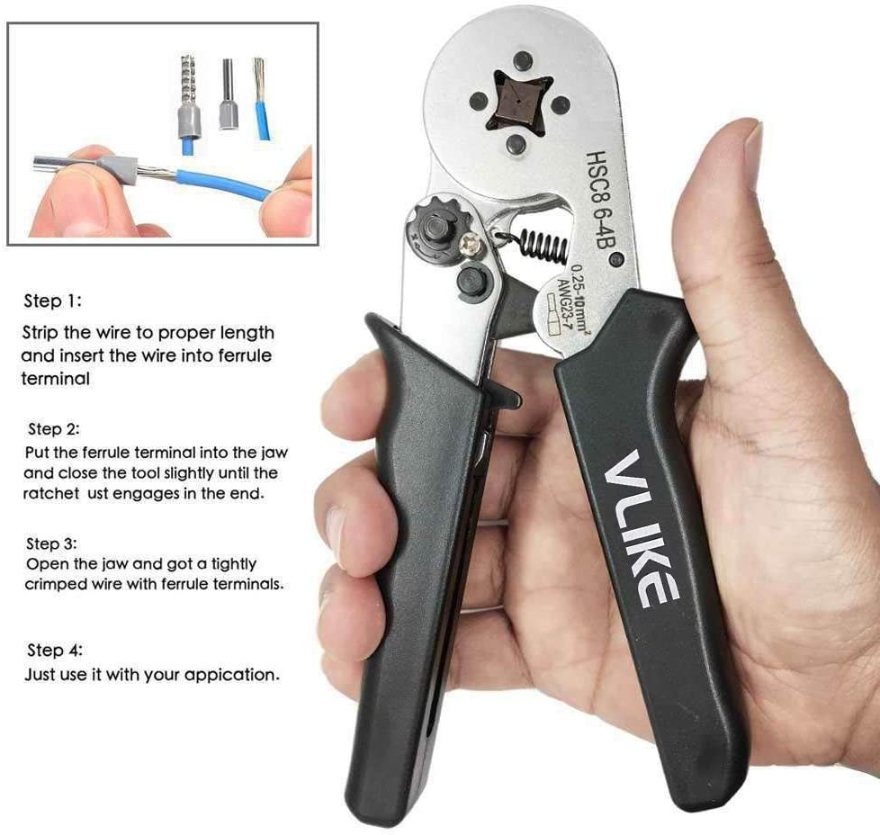 Ferrule Crimper Pliers Set Wire Crimping Tool Kit w/ Terminal Connector Sleeves