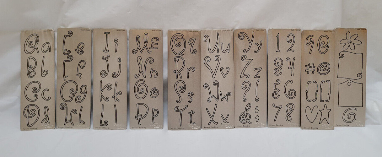 Cuttlebug Provo Craft Alphabet and Numbers + bonus Shapes  Metal Dies Set of 10