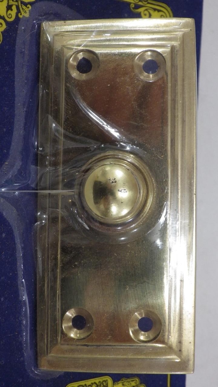Rectangular contemporary brass 85 x 38 mm 12 V wired door bell,button 4128
