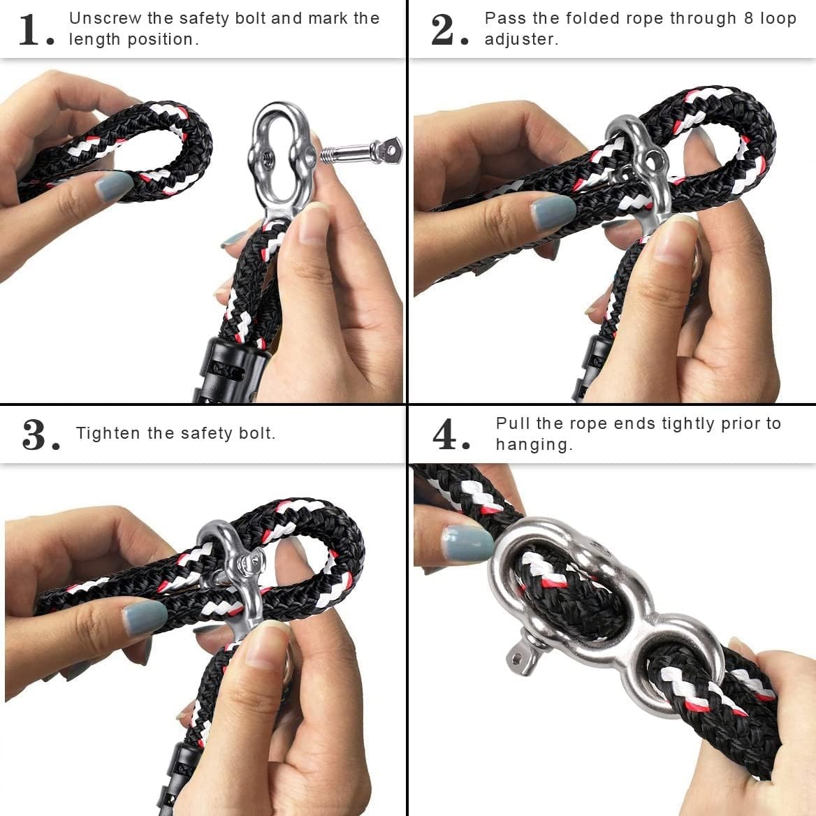 Adjustable Heavy Duty Swing & Hammock Hanging Ropes High Strength 6.5ft, 2-Pack