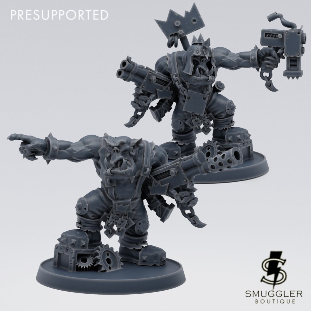 Grok and Snog- Grimdark Ork Shooter Boy Pair - High-Quality Resin Ork Kit