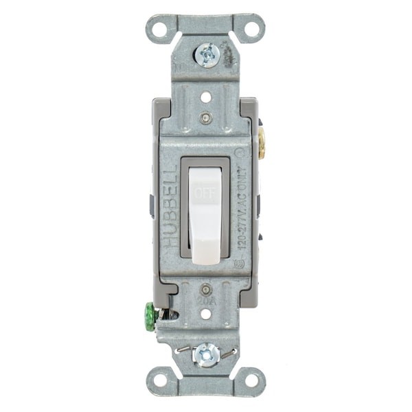Hubbell Wiring Device-Kellems Csb120w Toggle Wall Switch, 1 Pole, 1 Hp, 20 A,
