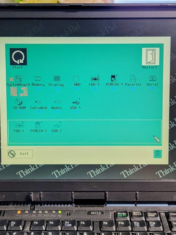 IBM ThinkPad 385XD PC Laptop Computer case Powers up error msg Parts? Free Shp